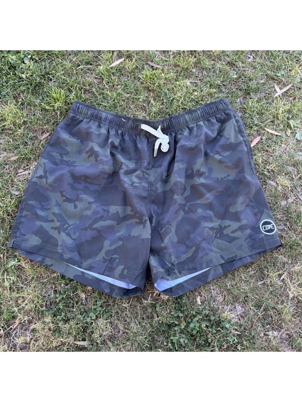 Cove Shorts Mens 30 Camo Gray Athletic Gym 5" Inseam Drawstring